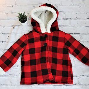 Toddler Girl Red and Black Plaid Coat